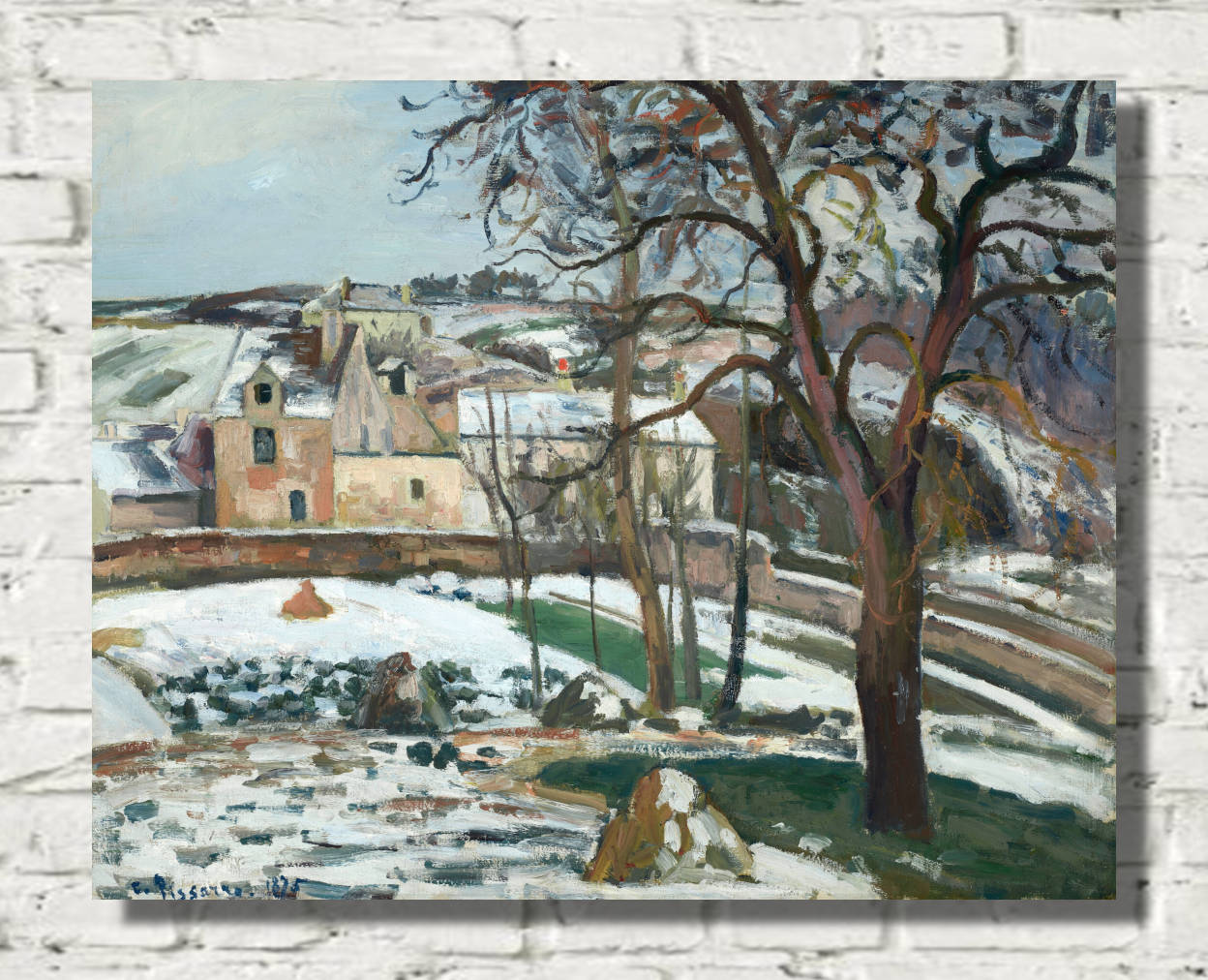 Camille Pissarro Print, Snow effect at L’Hermitage, Pontoise (1875)