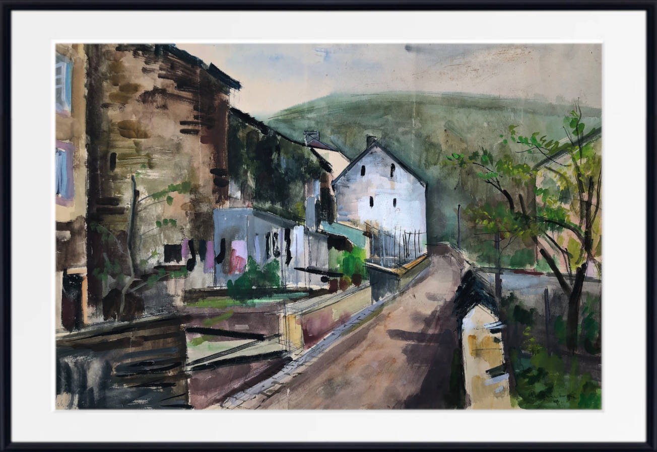 Otto Geigenberger Print, Esch an der Sauer (Luxembourg) (1944)
