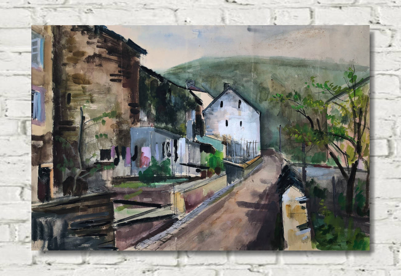 Otto Geigenberger Print, Esch an der Sauer (Luxembourg) (1944)