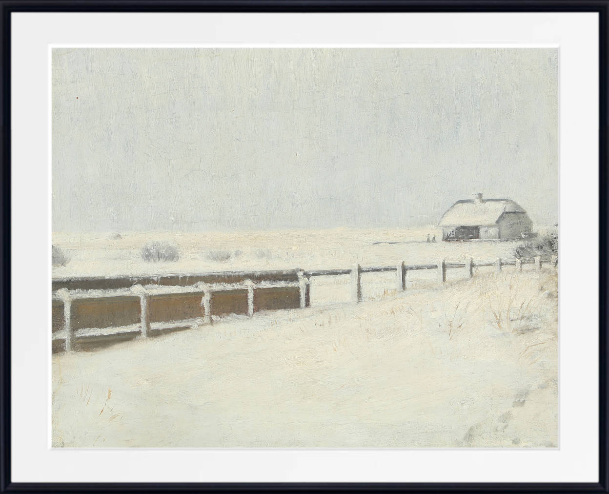 Michael Ancher Print, Fences and a cottage in the snow in Skagen