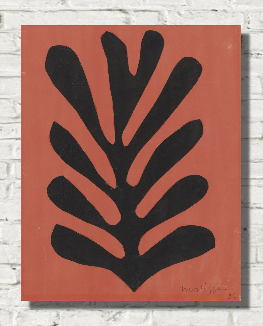 Black leaf on red background by Henri Matisse
