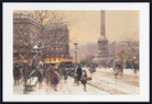 Eugène Galien-Laloue Print : Figures in the snow, the Place de Concorde, Paris