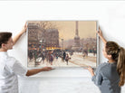 Eugène Galien-Laloue Print : Figures in the snow, the Place de Concorde, Paris