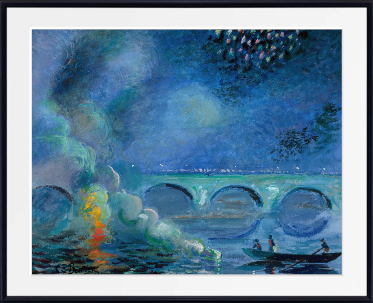 Fireworks; Bridge at Vernon, France (circa 1908), Theodore Earl Butler