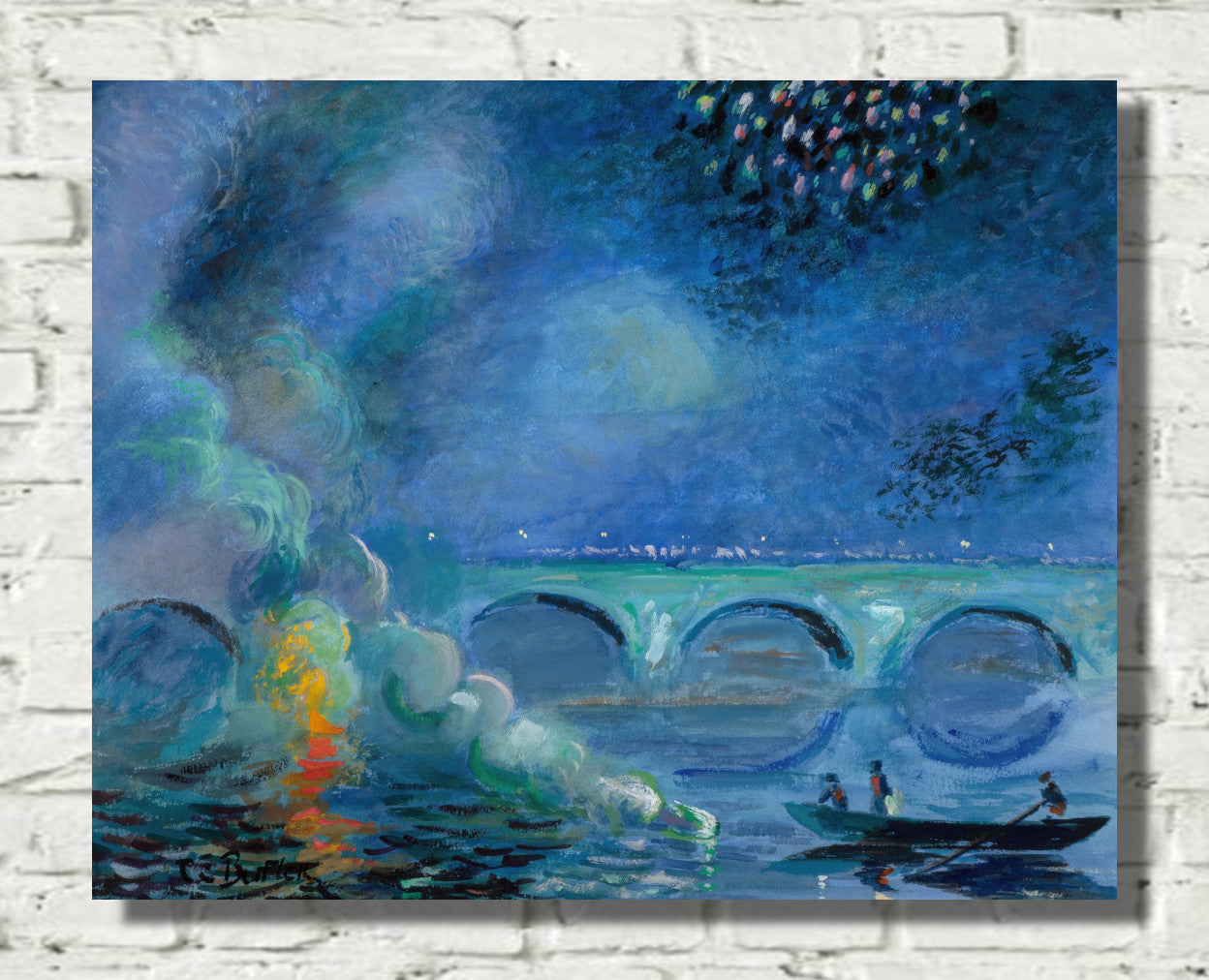 Fireworks; Bridge at Vernon, France (circa 1908), Theodore Earl Butler