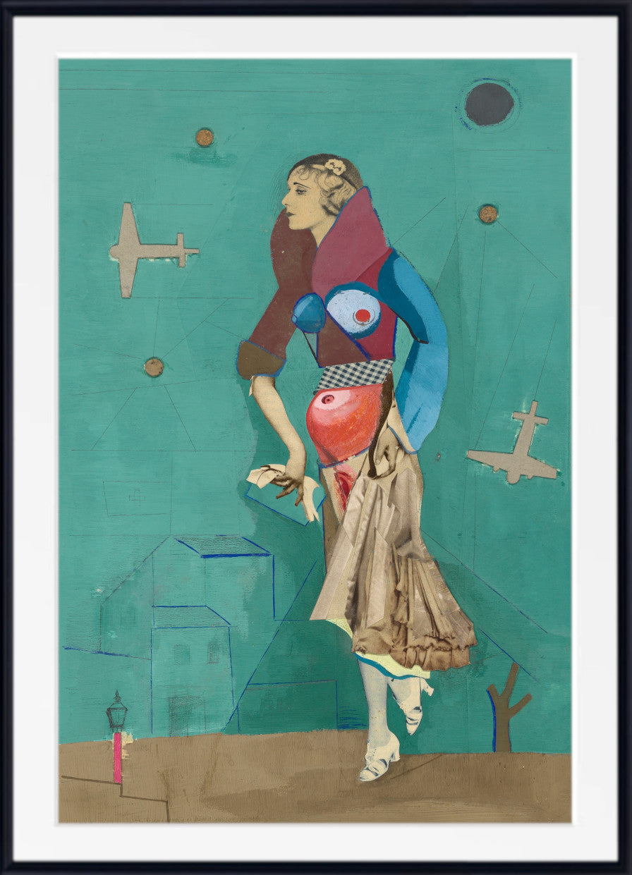 Woman and Two Bomber Planes, Karl Wiener Photomontage Print
