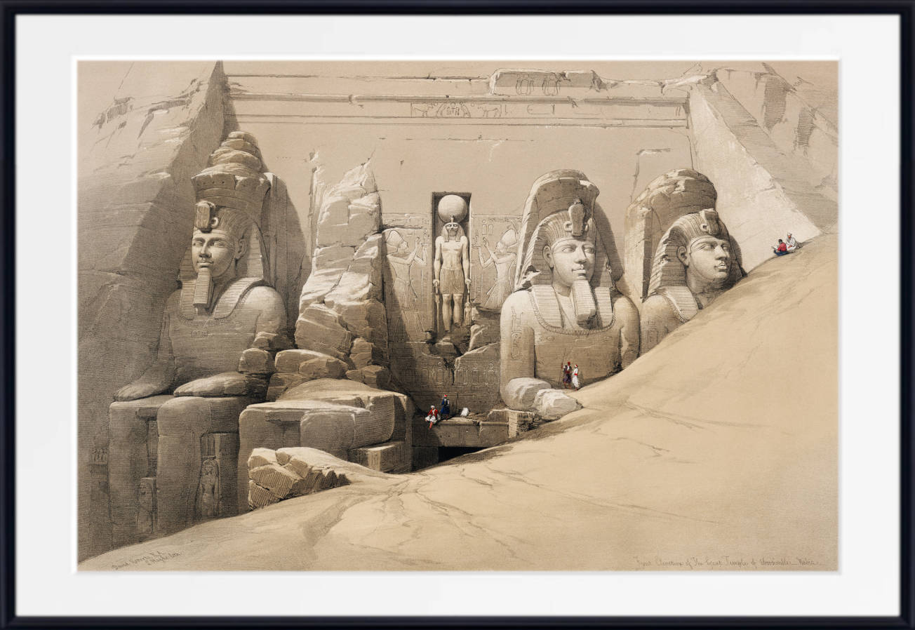Front elevation of the Great Temple of Abu Simbel, Nubia, David Roberts Fine Art Print