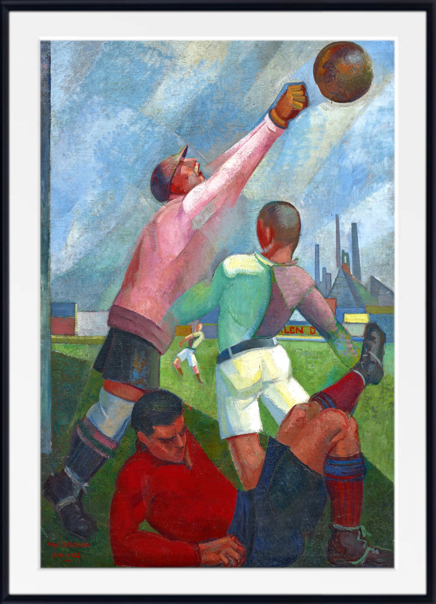 Soccer players on the field by Angel Zarraga