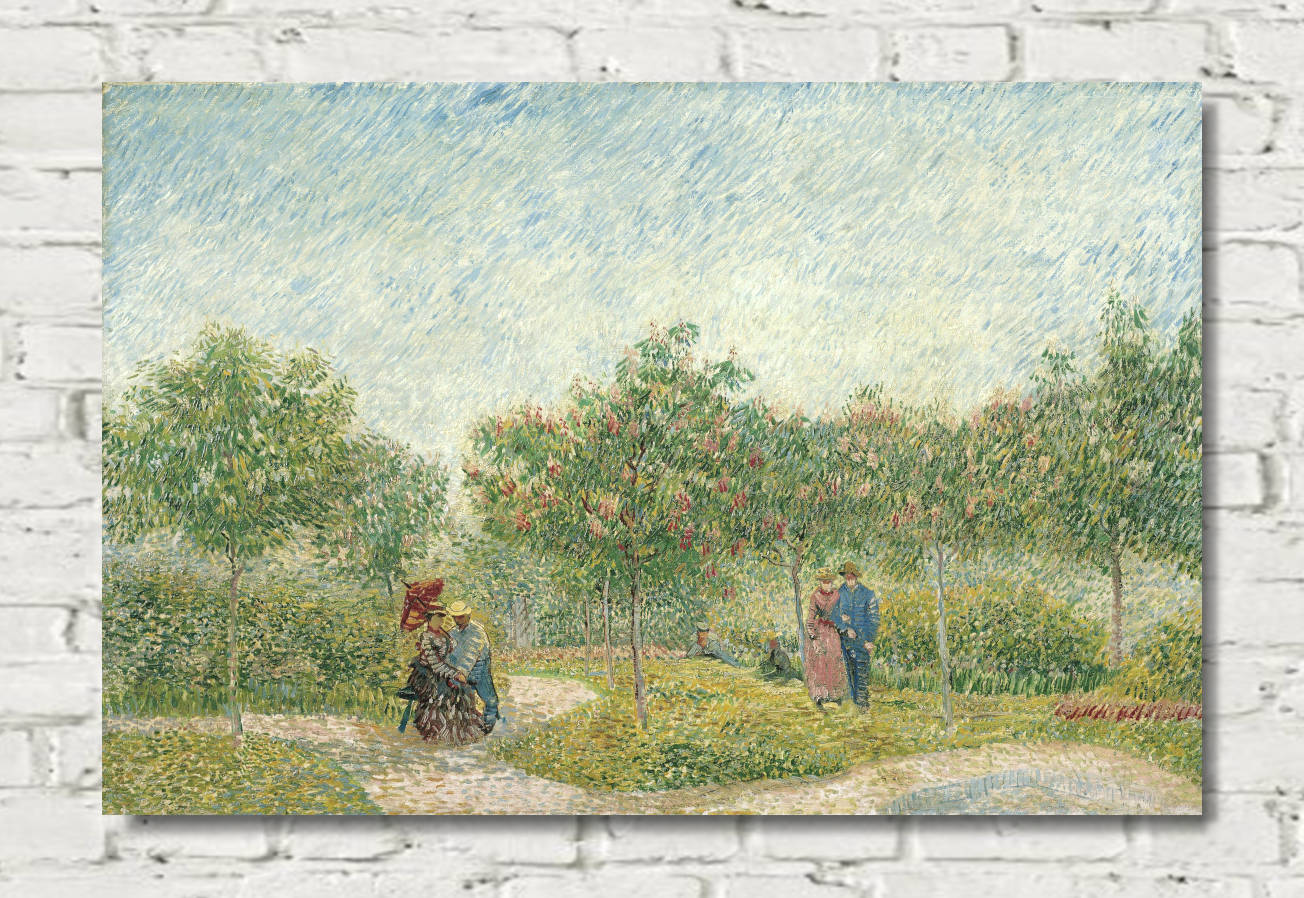 Vincent van Gogh Print, Garden in Montmarte with lovers (1887)