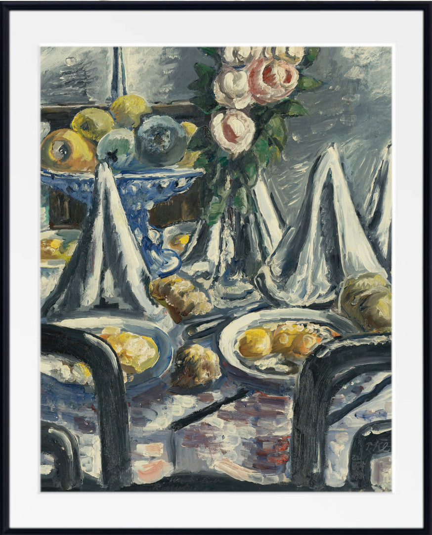 Table Set With Napkins And Roses (1948) by Paul Kleinschmidt