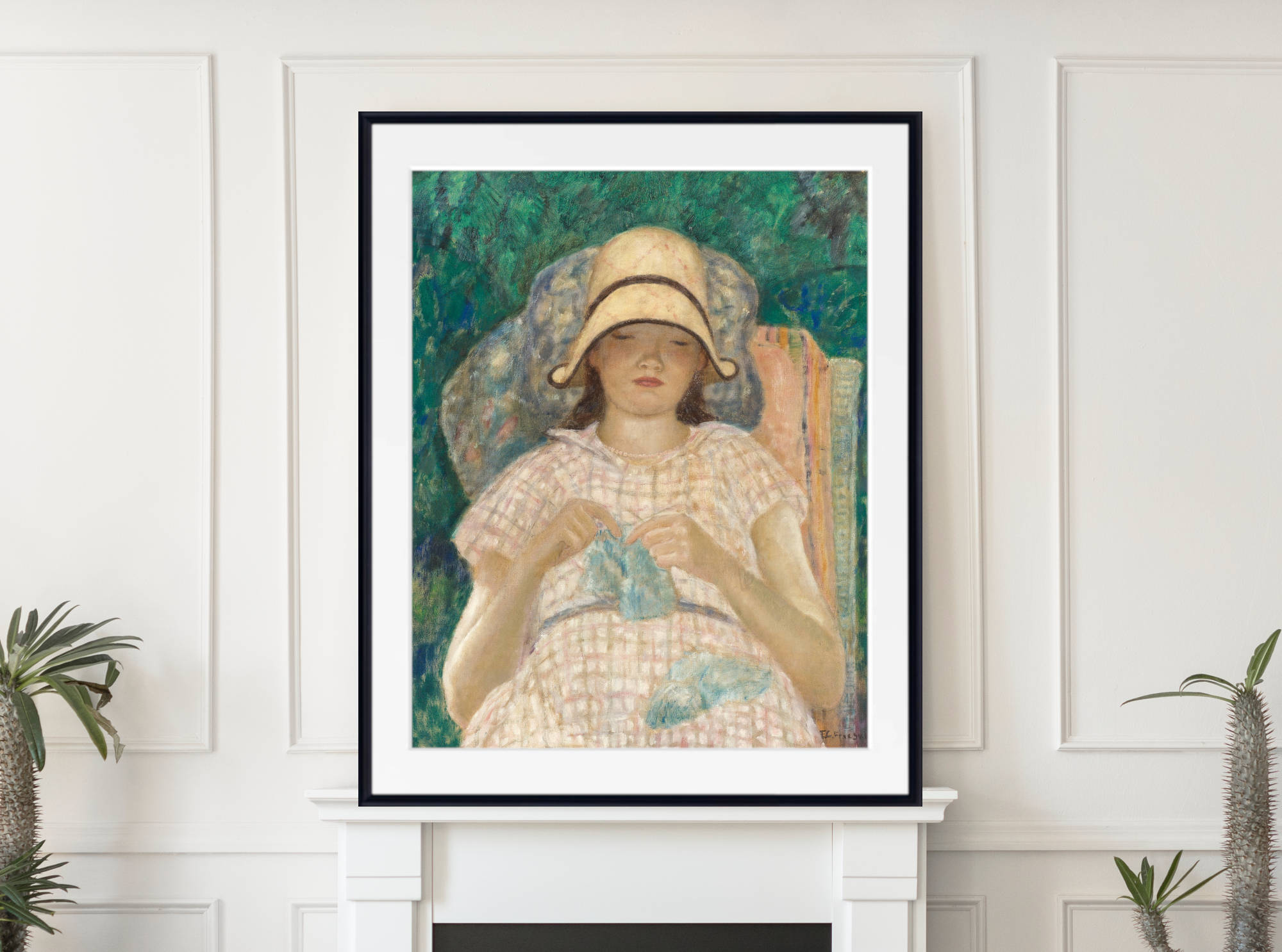 Frederick Carl Frieseke Prints, Girl Knitting from GalleryThane
