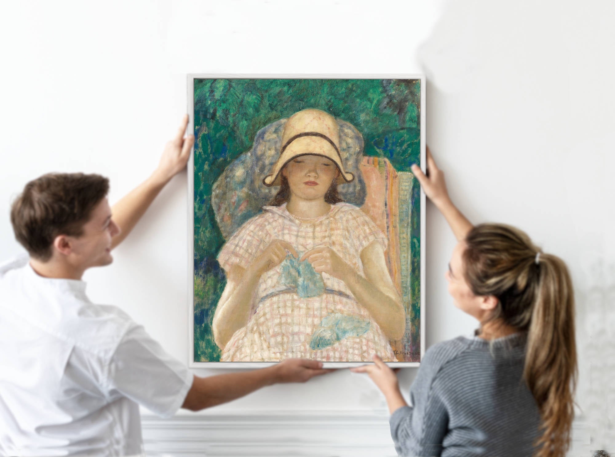 Frederick Carl Frieseke Prints, Girl Knitting from GalleryThane