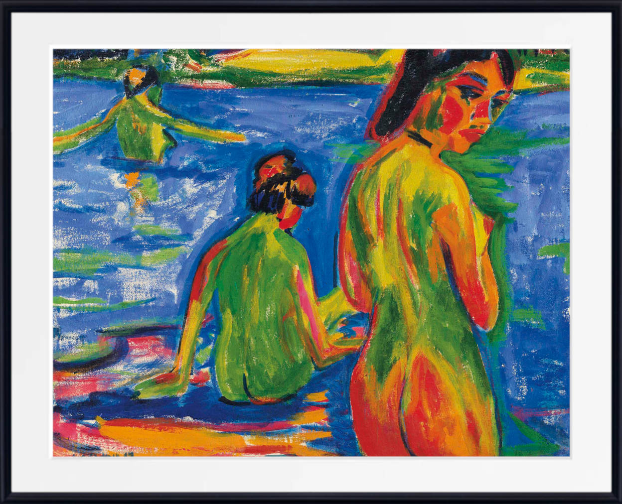 Ernst Ludwig Kirchner Expressionism Fine Art Print, Girls bathing in the lake, Moritzburg