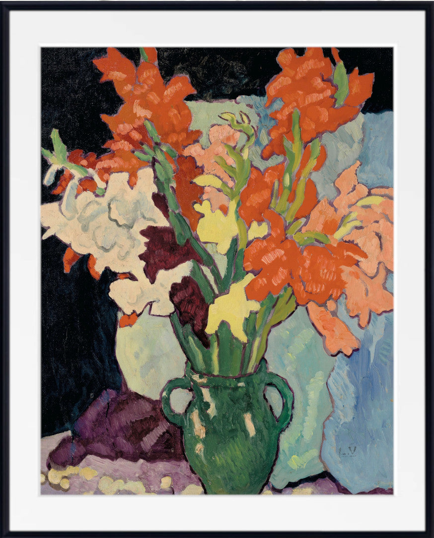Gladioli with a green jug (1944) by Louis Valtat