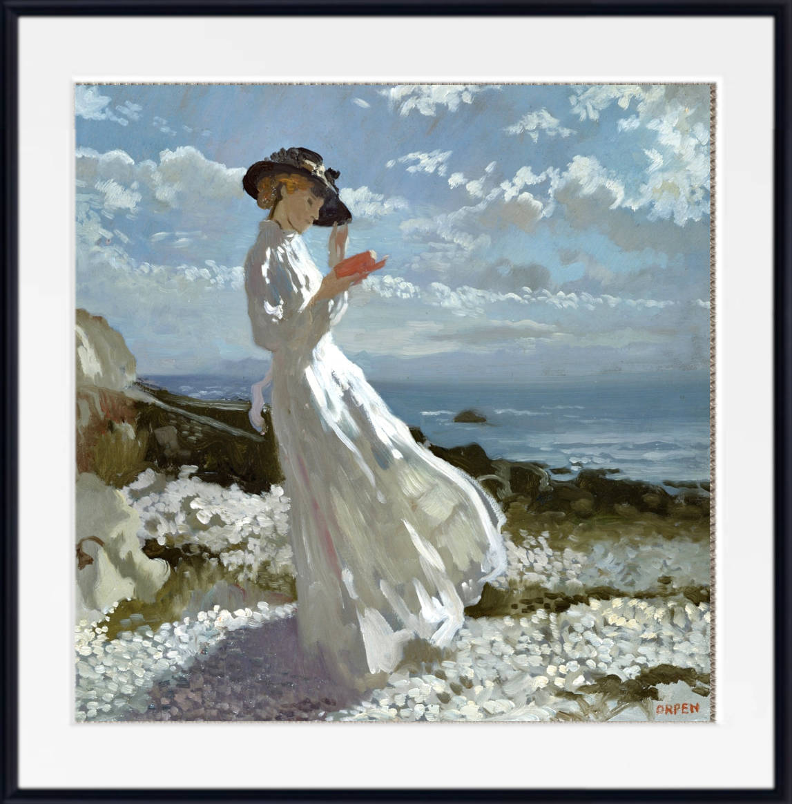 William Orpen Print, Grace reading at Howth Bay
