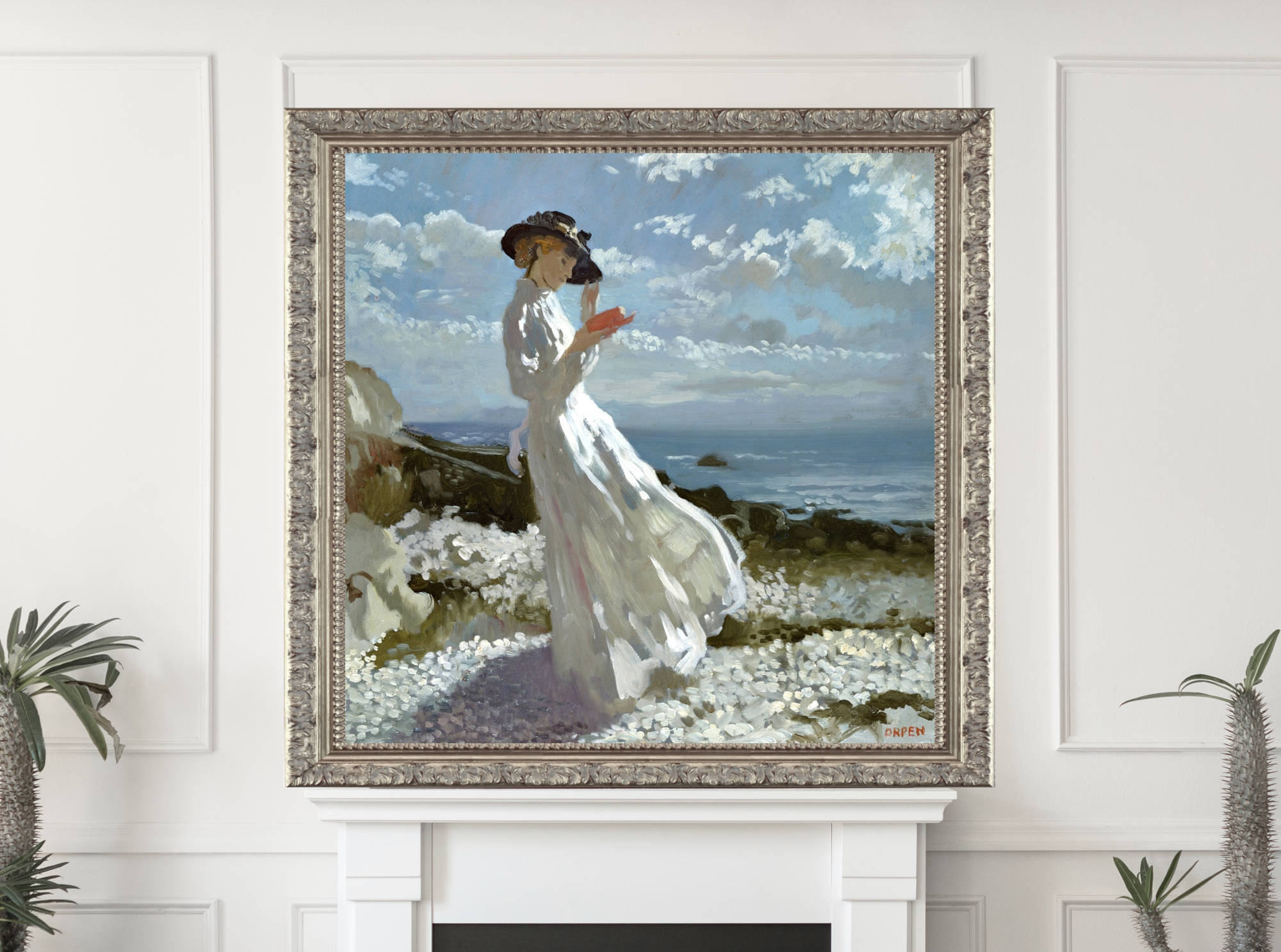 William Orpen Print, Grace reading at Howth Bay