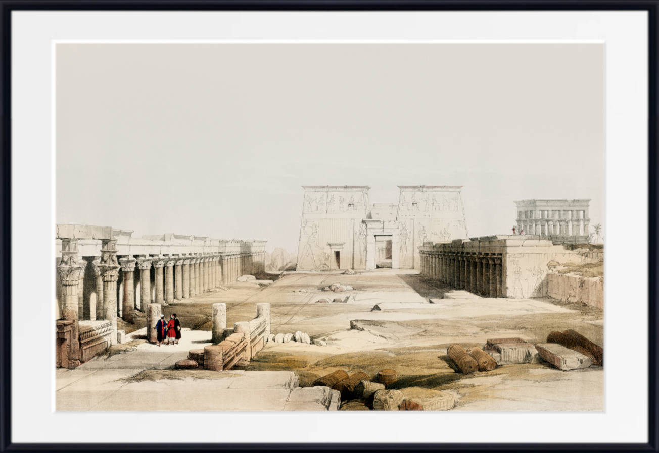 Grand approach to the Temple of Philae Nubia, David Roberts Fine Art Print