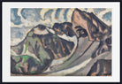 August Babberger Print, Gray mountain landscape