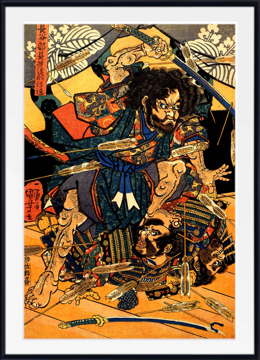Utagawa Kuniyoshi, Japanese Fine Art Print, Hasebe Nobutsura during the taira attack on the takakura palace, Ukiyo-e