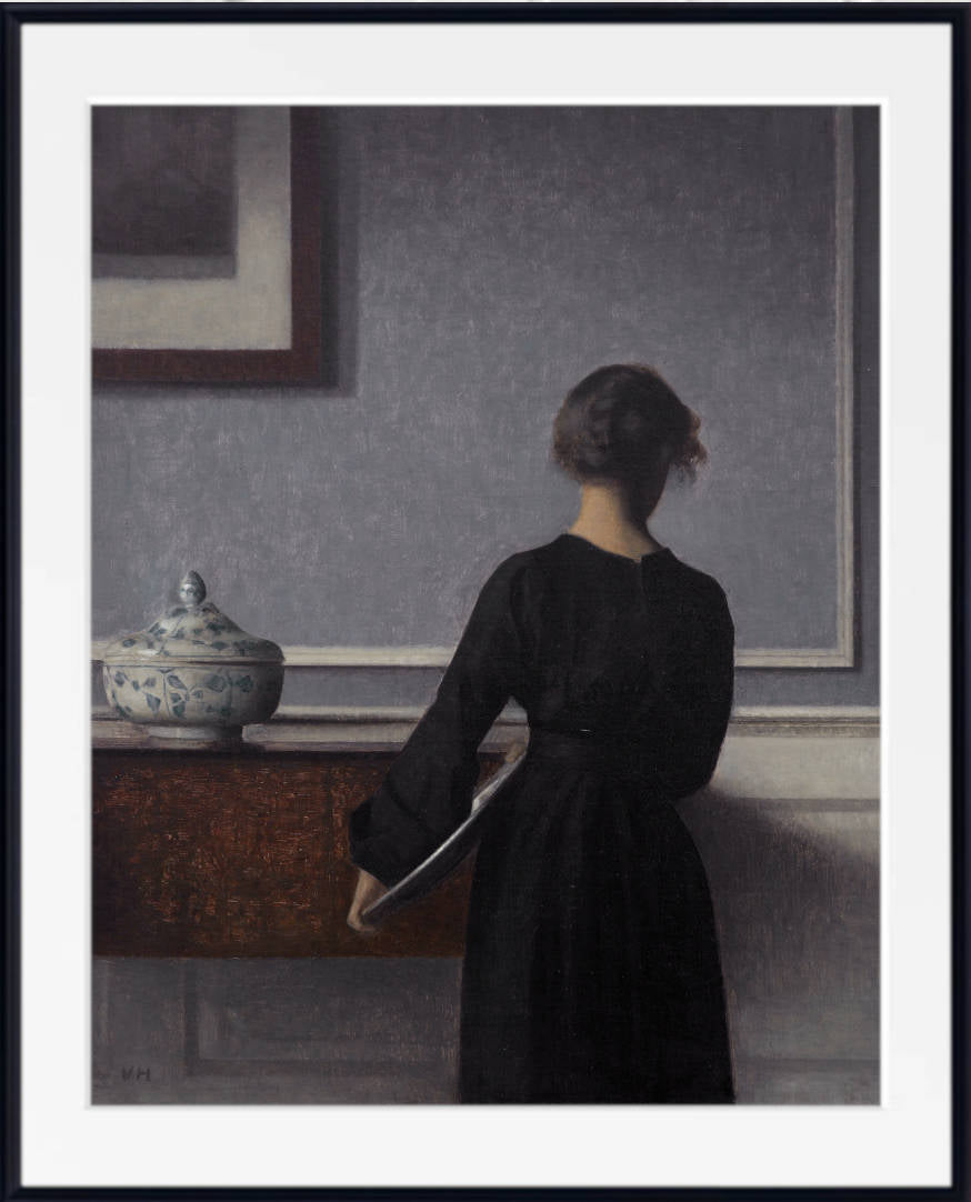 Wilhelm Hammershoi Fine Art Print, Interior with Young Woman from Behind