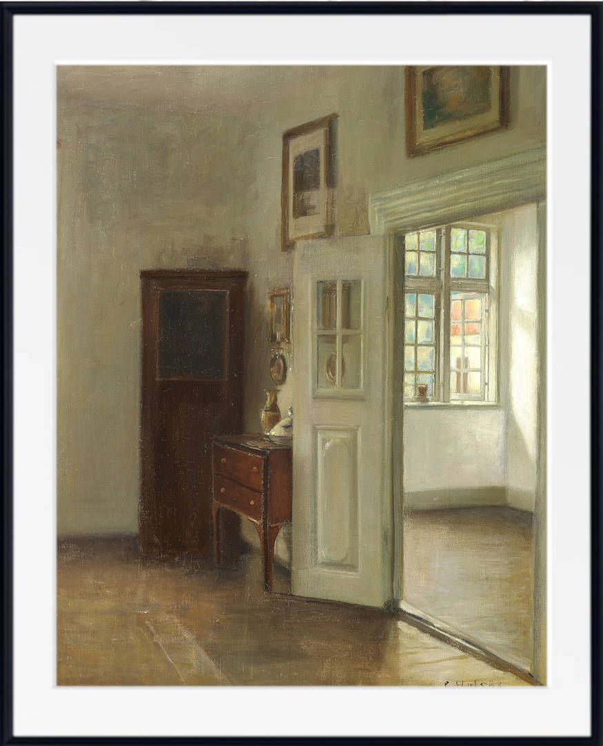Carl Holsøe Fine Art Print, Interior with an open door