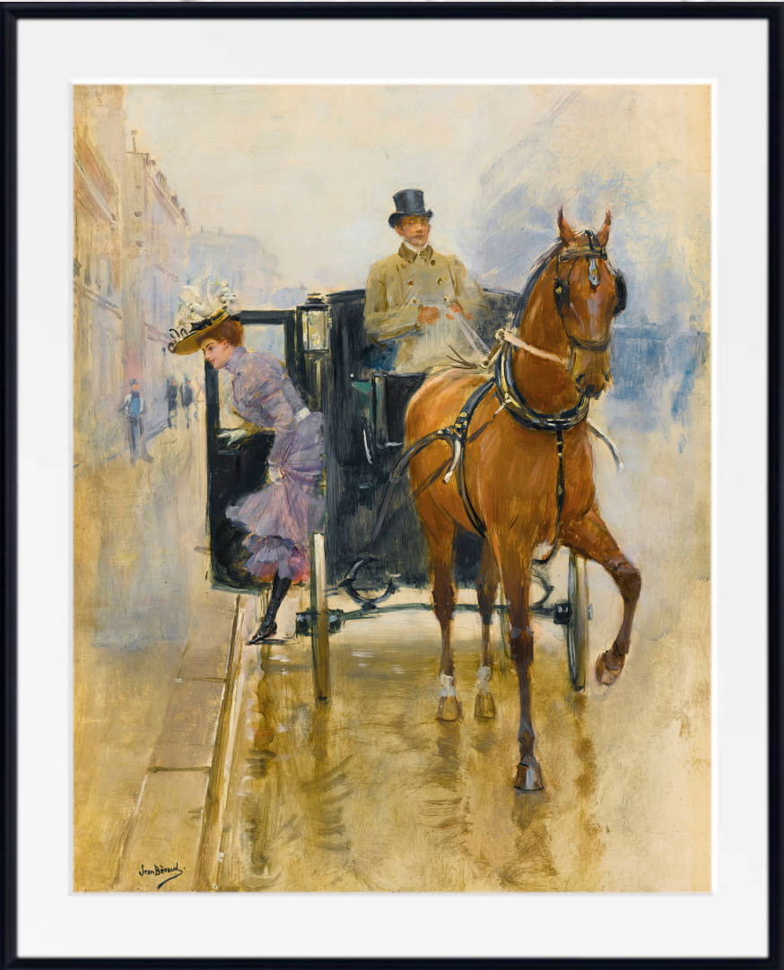 Jean Béraud Fine Art Print, Young Woman Descending From a Cab