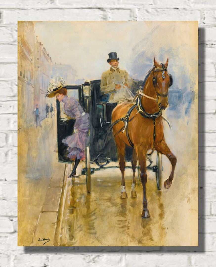 Jean Béraud Fine Art Print, Young Woman Descending From a Cab