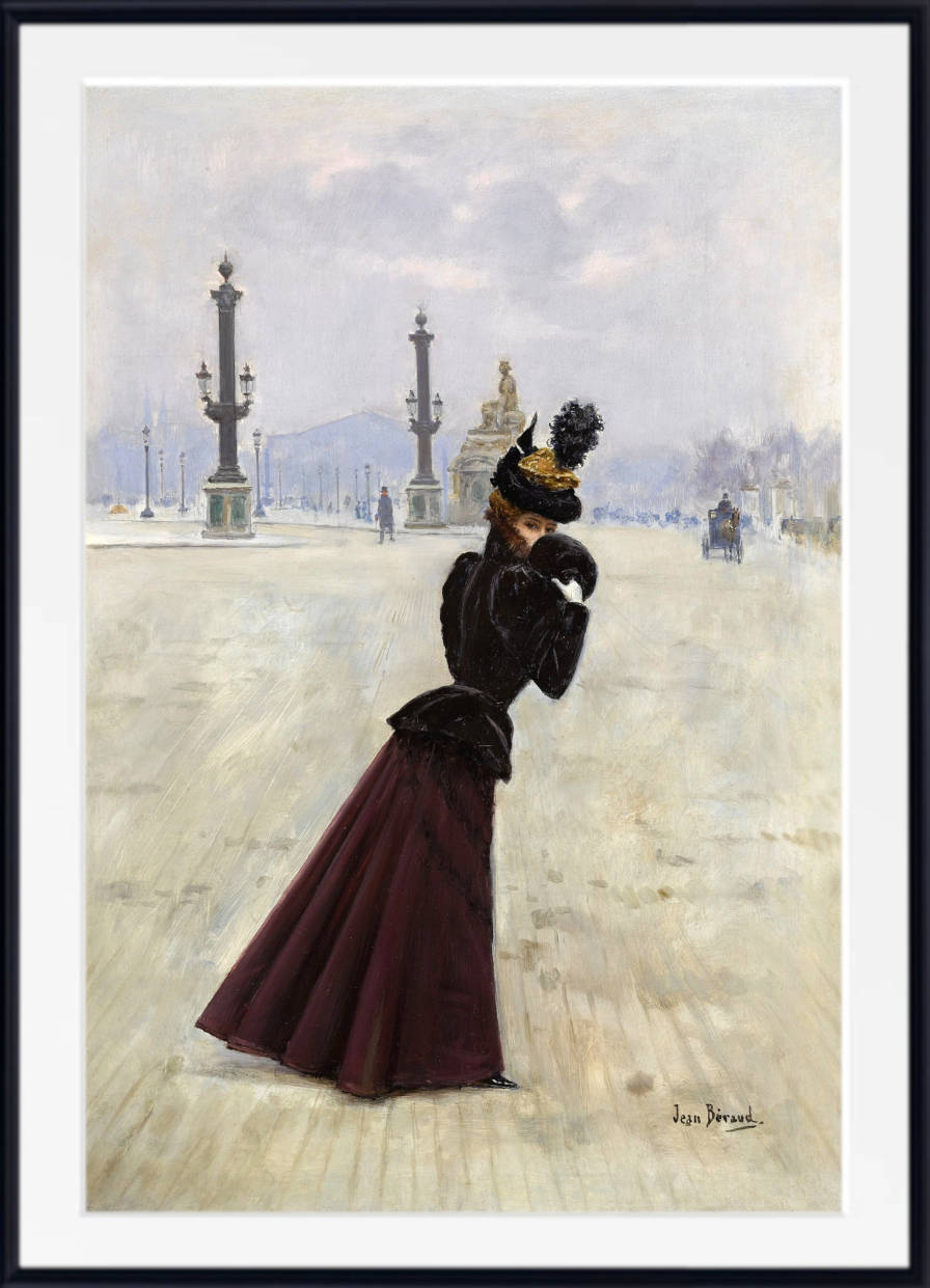 Jean Béraud Print, Young woman, Place de la Concorde