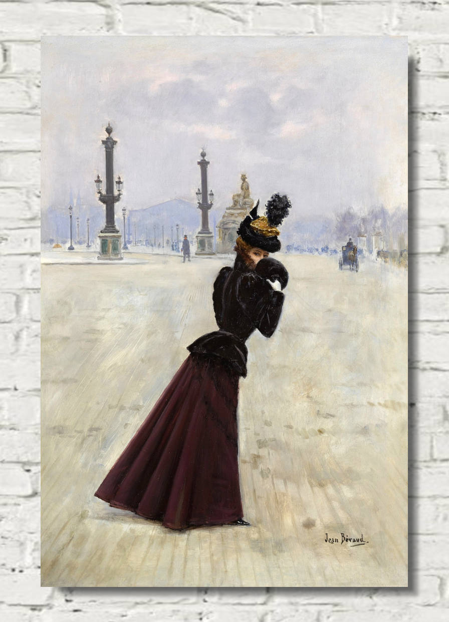 Jean Béraud Print, Young woman, Place de la Concorde