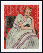 Young woman sitting in gray dress by Henri Matisse