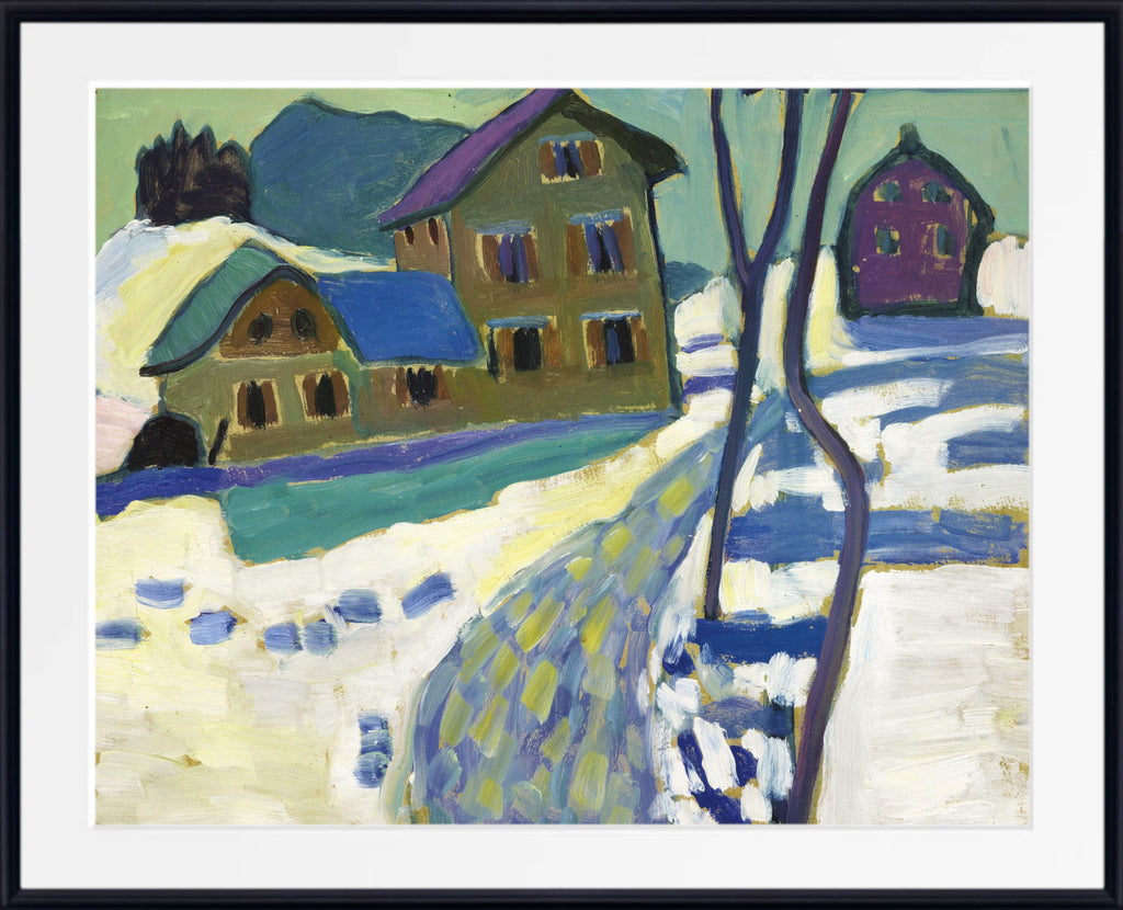 Kochel, Snowy landscape with houses by Gabriele Münter