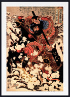 Utagawa Kuniyoshi, Japanese Fine Art Print, Kyusenpo Sacucho charging throught the snow on a black stallion, Ukiyo-e