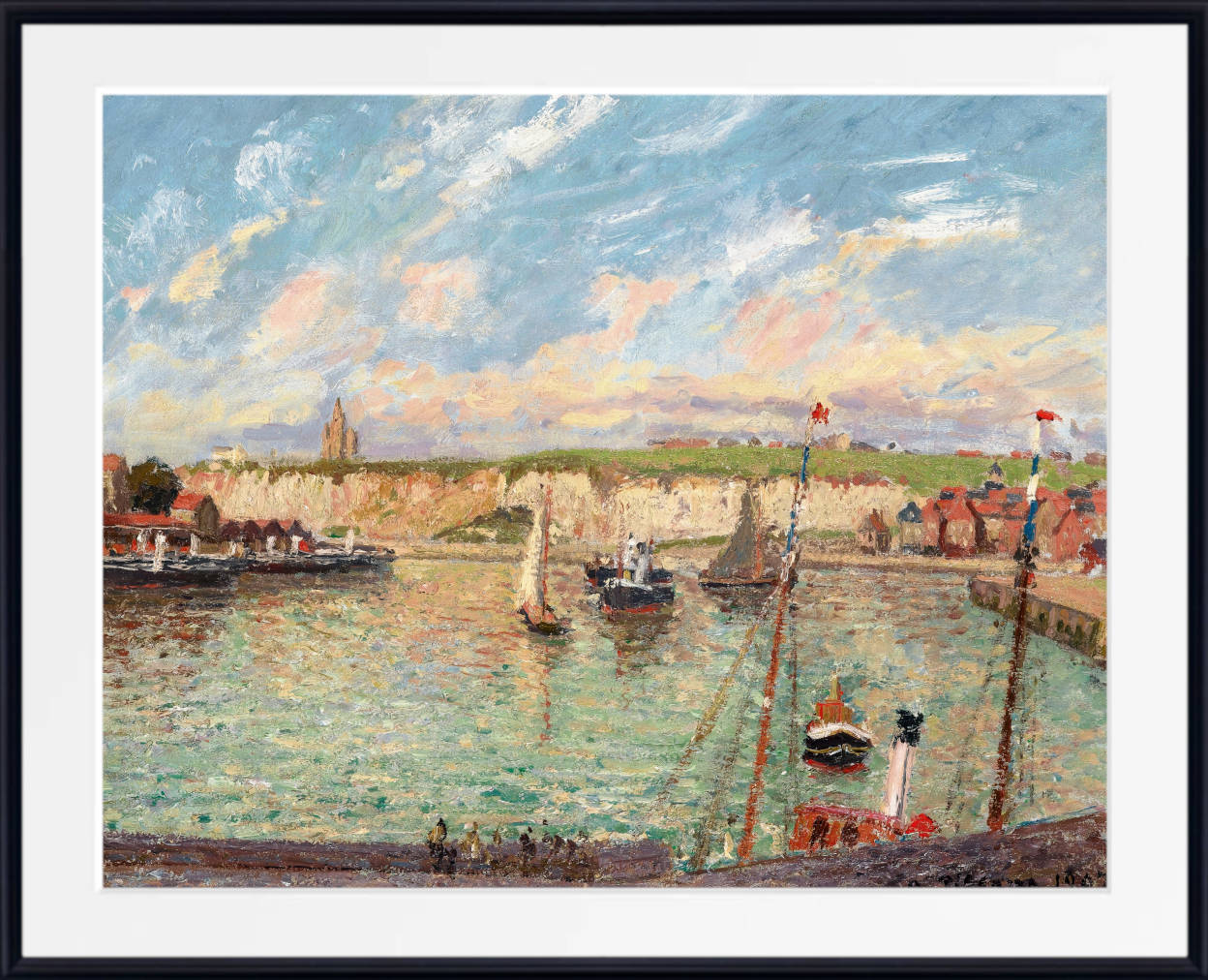 Camille Pissarro Print, Outer Harbor of Dieppe, Afternoon, Bright Weather (1902)