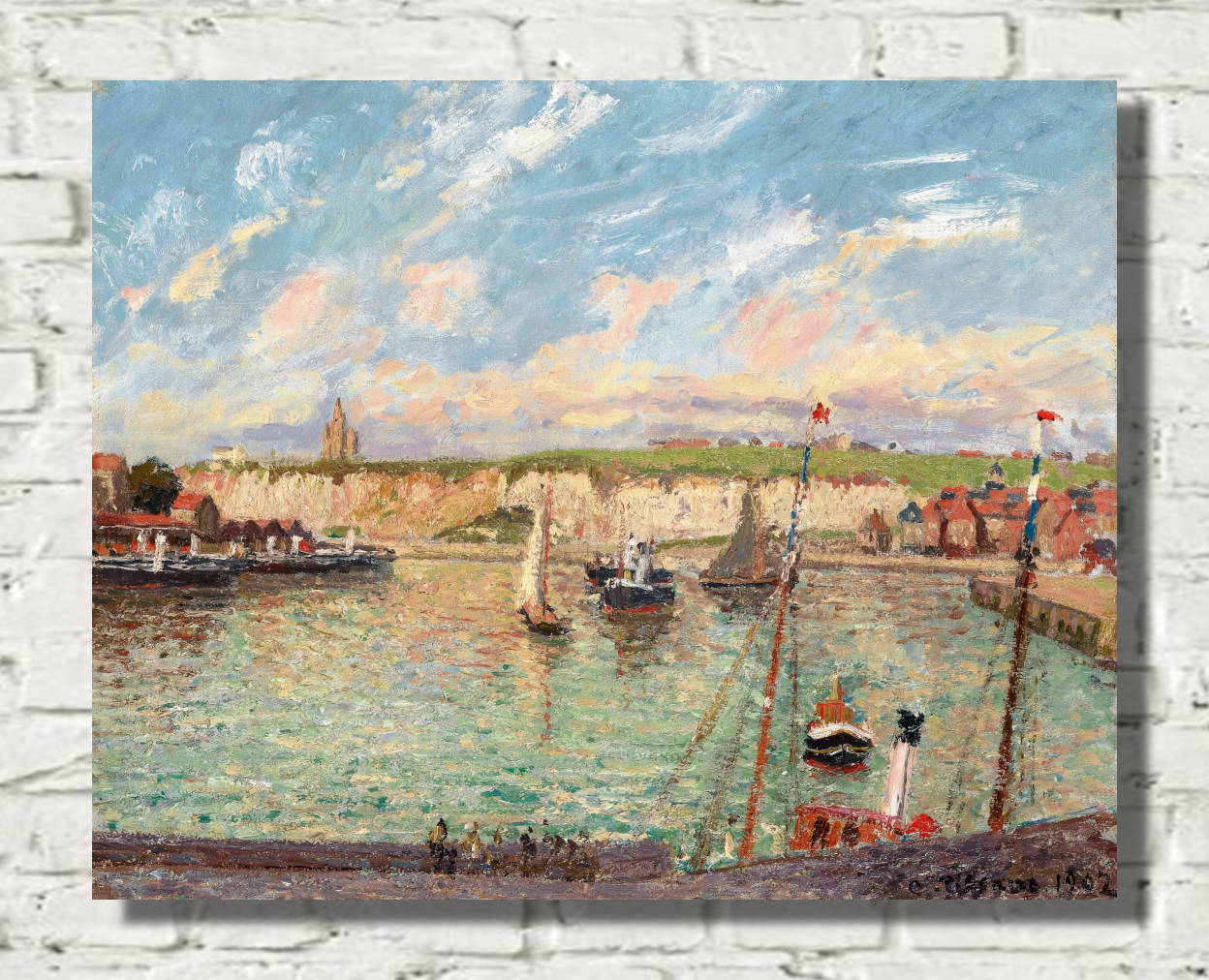 Camille Pissarro Print, Outer Harbor of Dieppe, Afternoon, Bright Weather (1902)