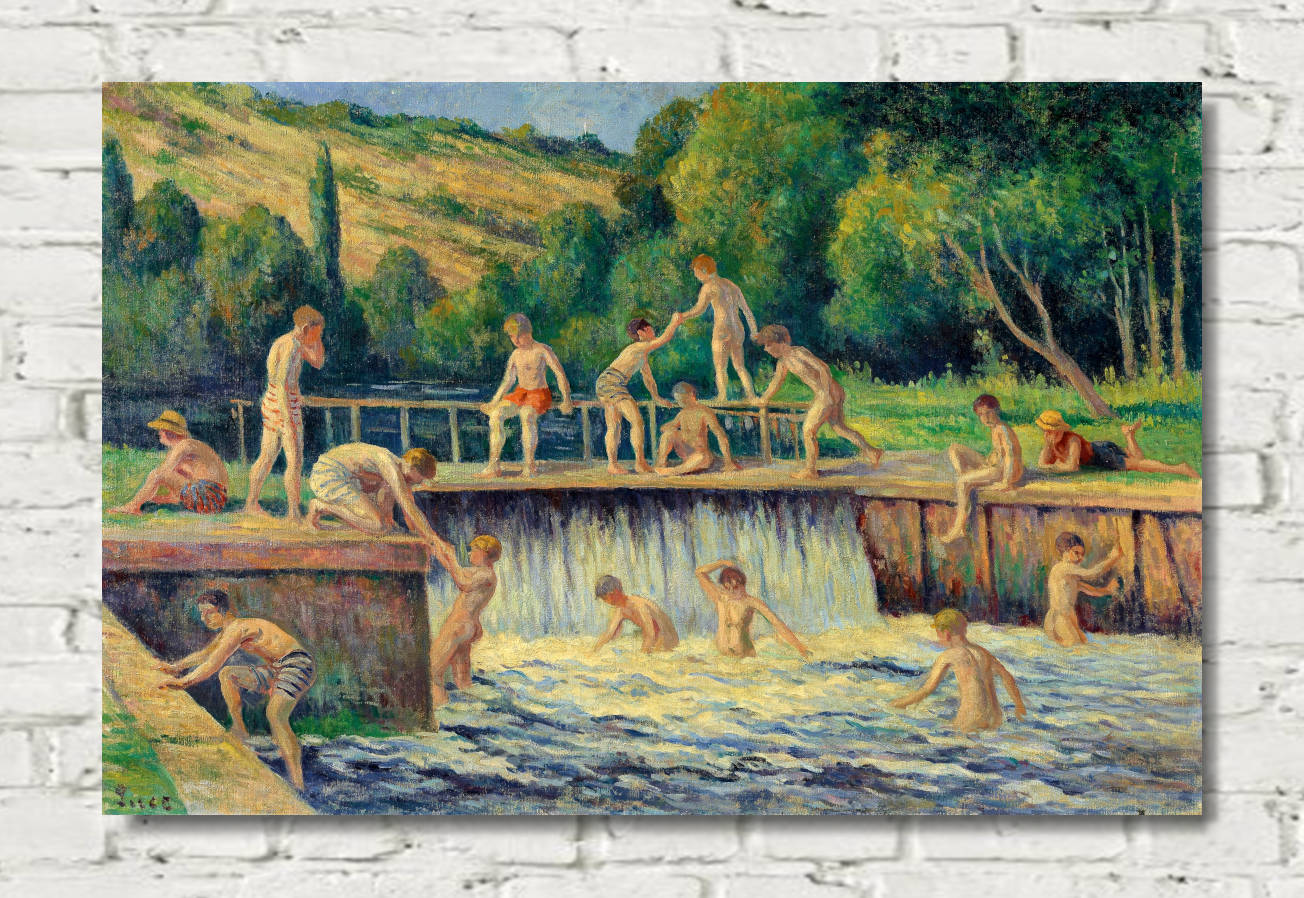 Maximilien Luce Print, Bathing in Bessy-sur-Cure (1908)