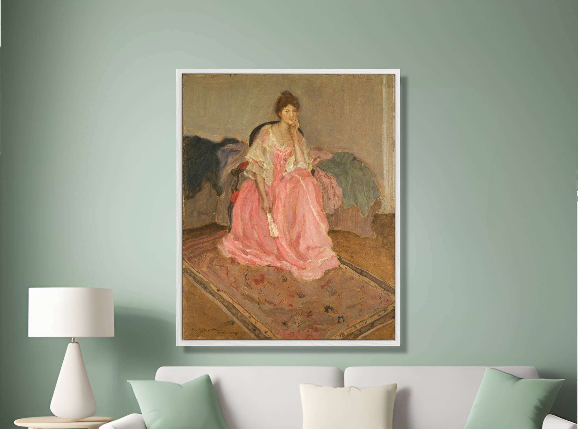 Frederick Carl Frieseke Prints, Lady in Pink (1902) from GalleryThane