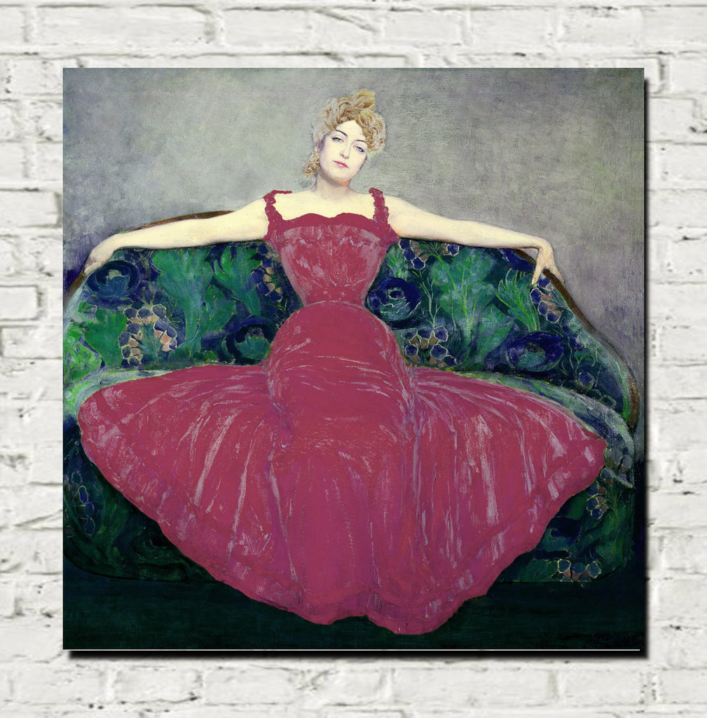 Lady in fuchsia dress by Max Kurzweil