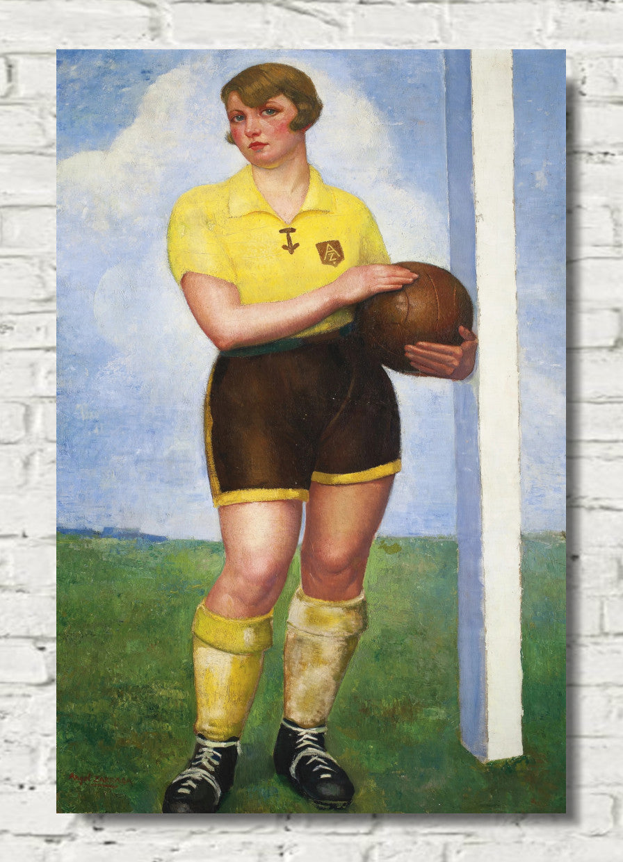 The blonde soccer player by Angel Zarraga