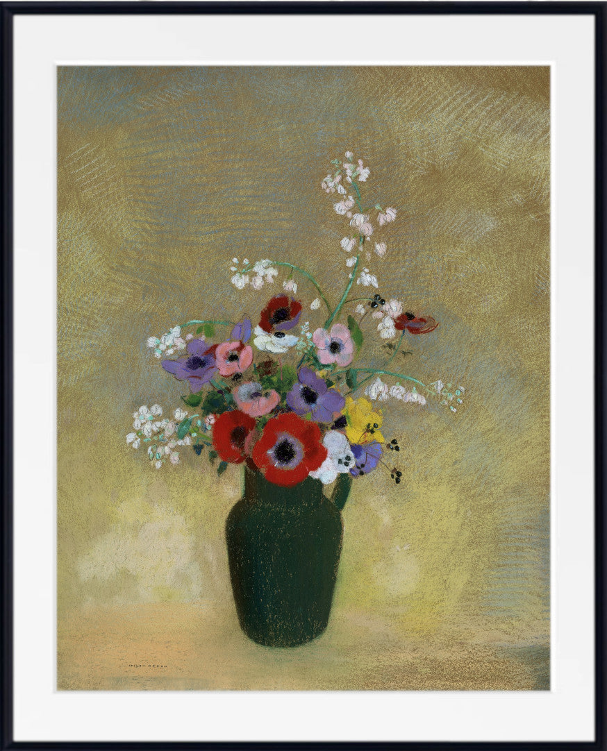 Large Green Vase with Mixed Flowers (1910) by Odilon Redon