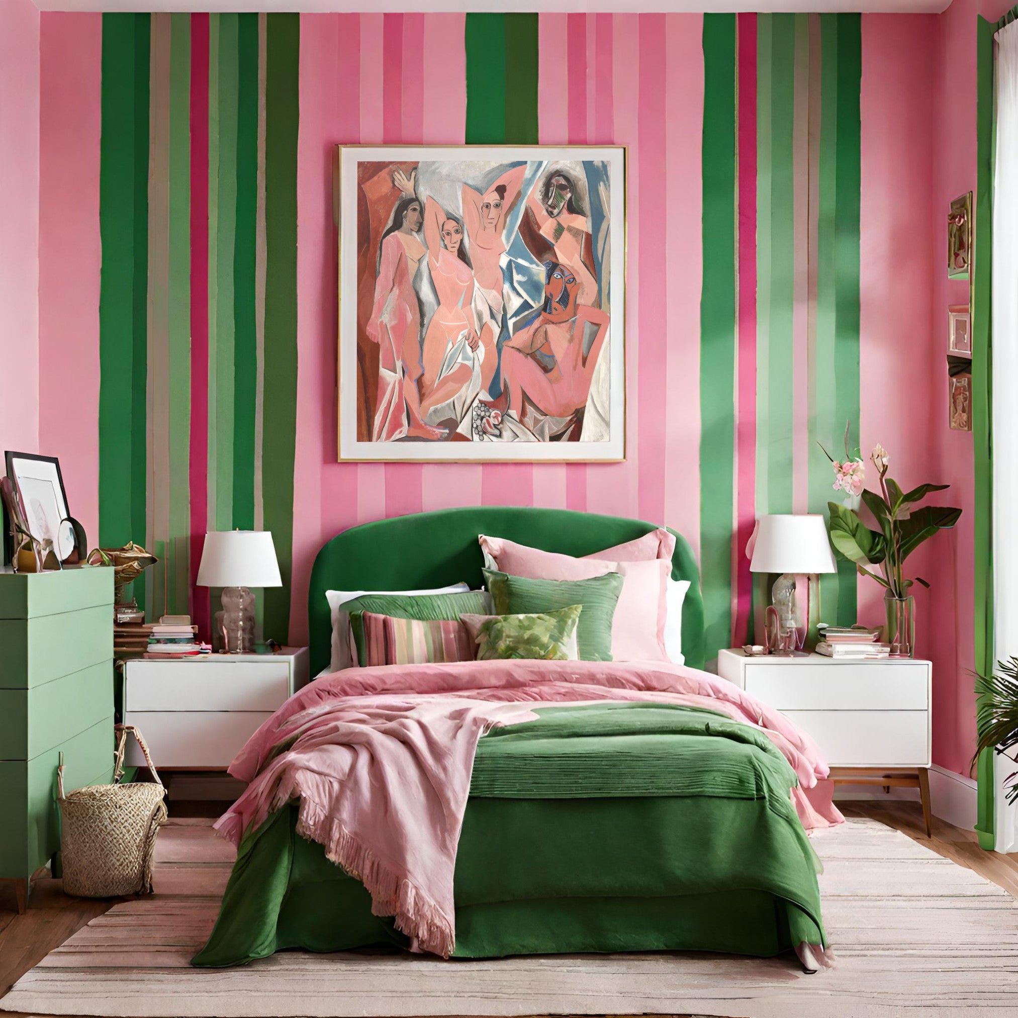 Les Demoiselles d'Avignon_pablo picasso_greenpink room