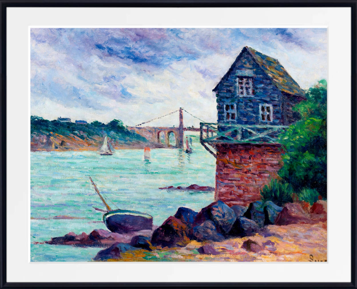 Maximilien Luce Print, Lezardrieux, the suspension bridge
