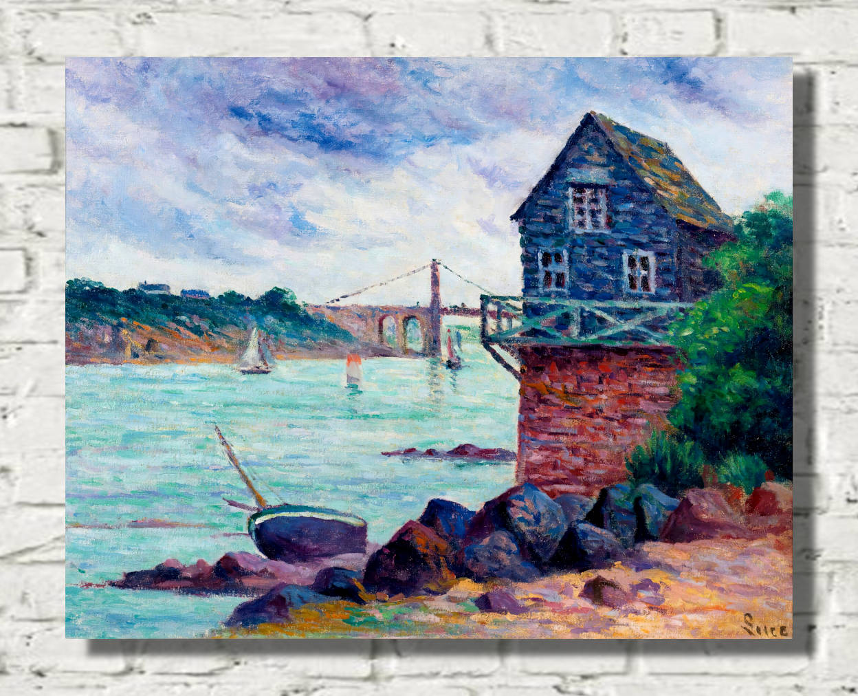 Maximilien Luce Print, Lezardrieux, the suspension bridge