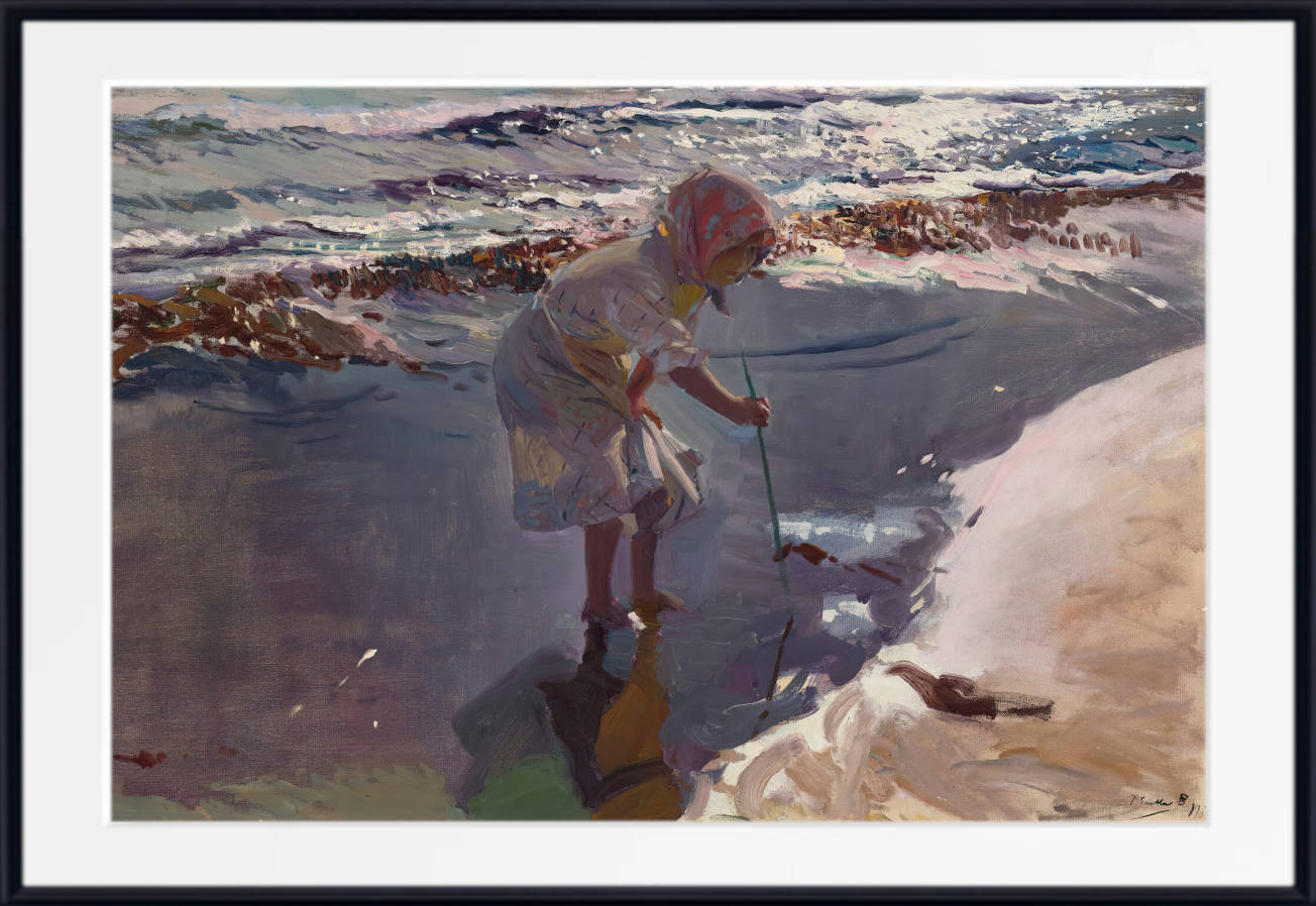Joaquín Sorolla Print, Looking for shellfish, Valencia beach