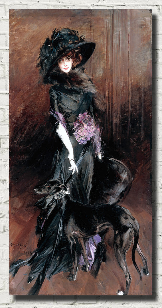Tall Living room wall art prints, set of 2 elegant ladies by Giovanni Boldini