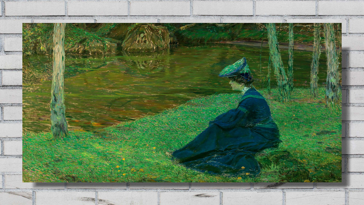 Martha Kurzweil on the bank in Pont-Aven (c. 1900) by Max Kurzweil