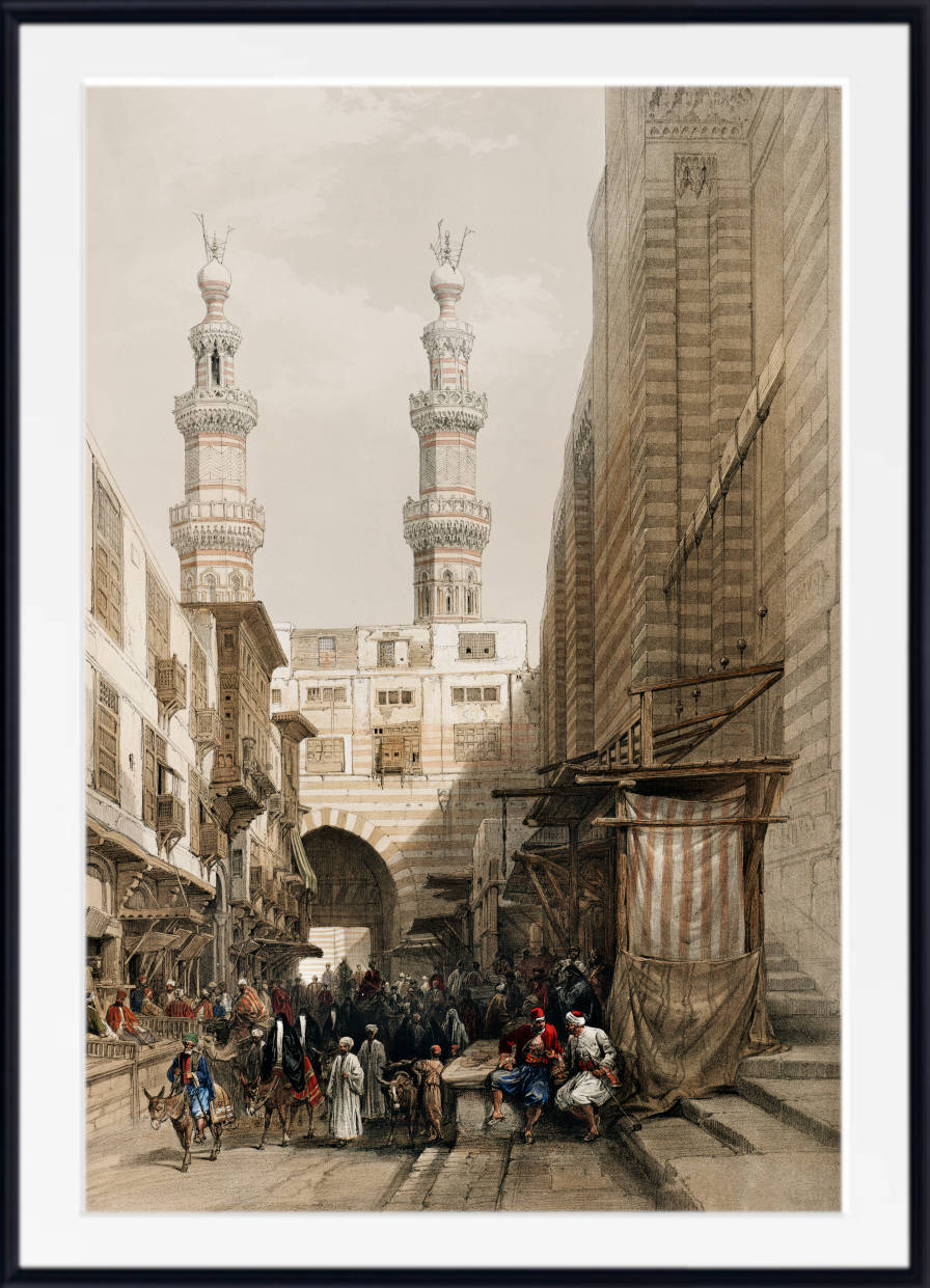 Minarets and grand entrance of the Metwalys at Cairo, David Roberts Fine Art Print