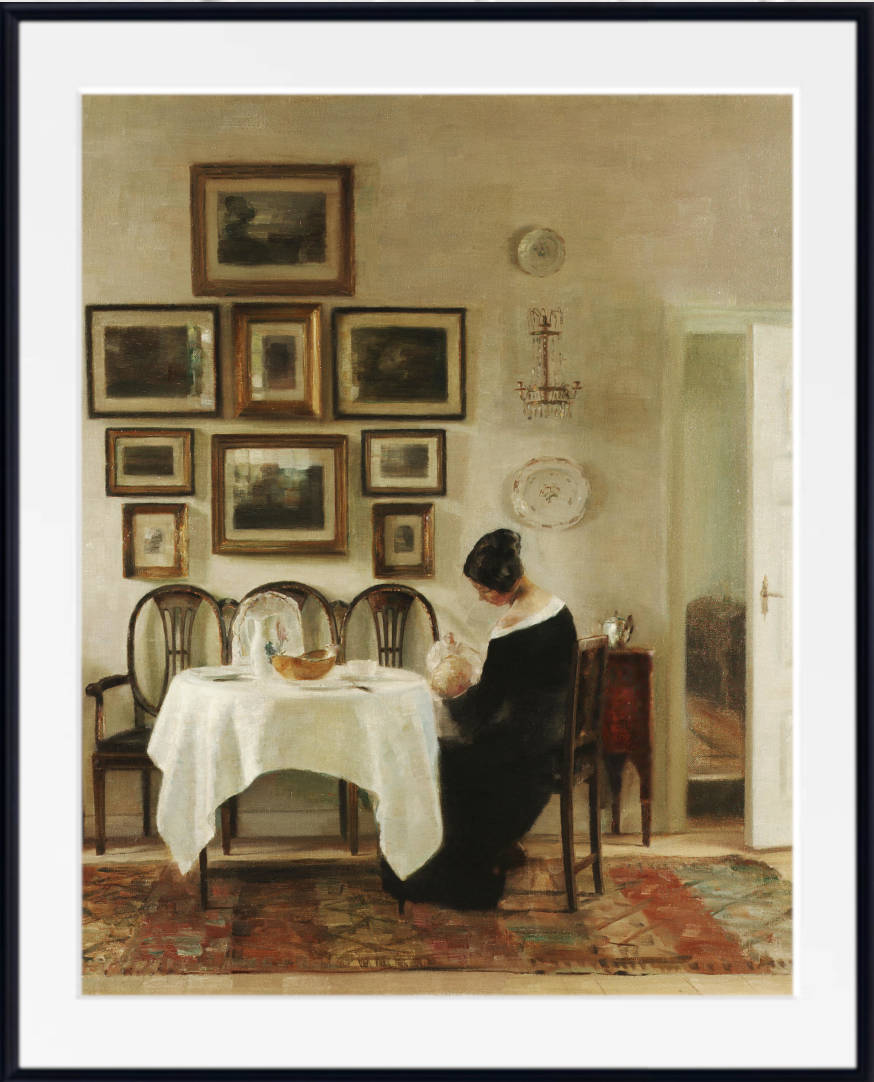 Carl Holsøe Fine Art Print, Mother and child in a dining room interior