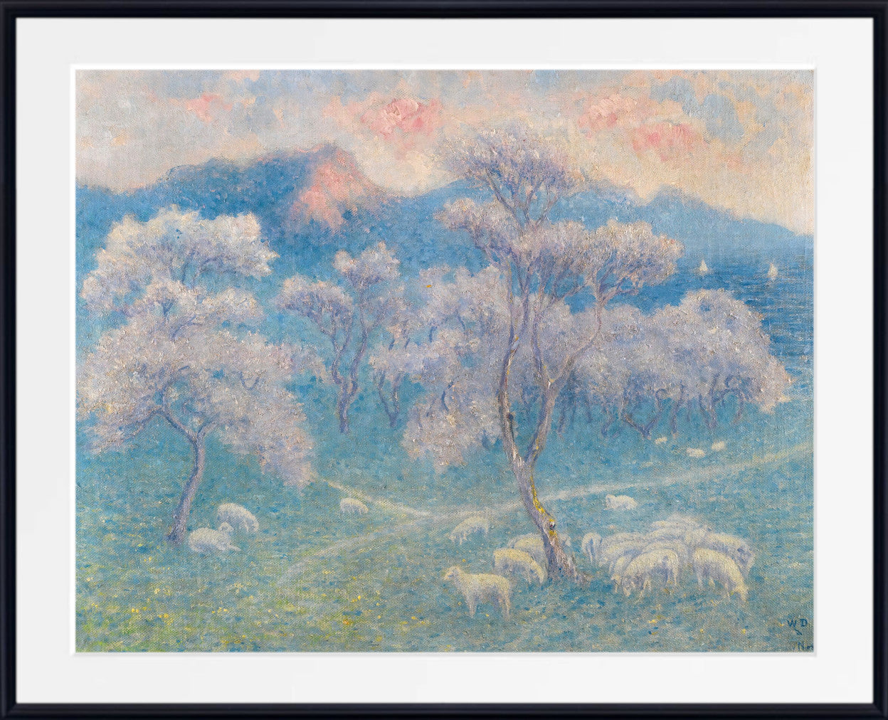 Sheep With Almond Trees (1903) by William Degouve de Nuncques