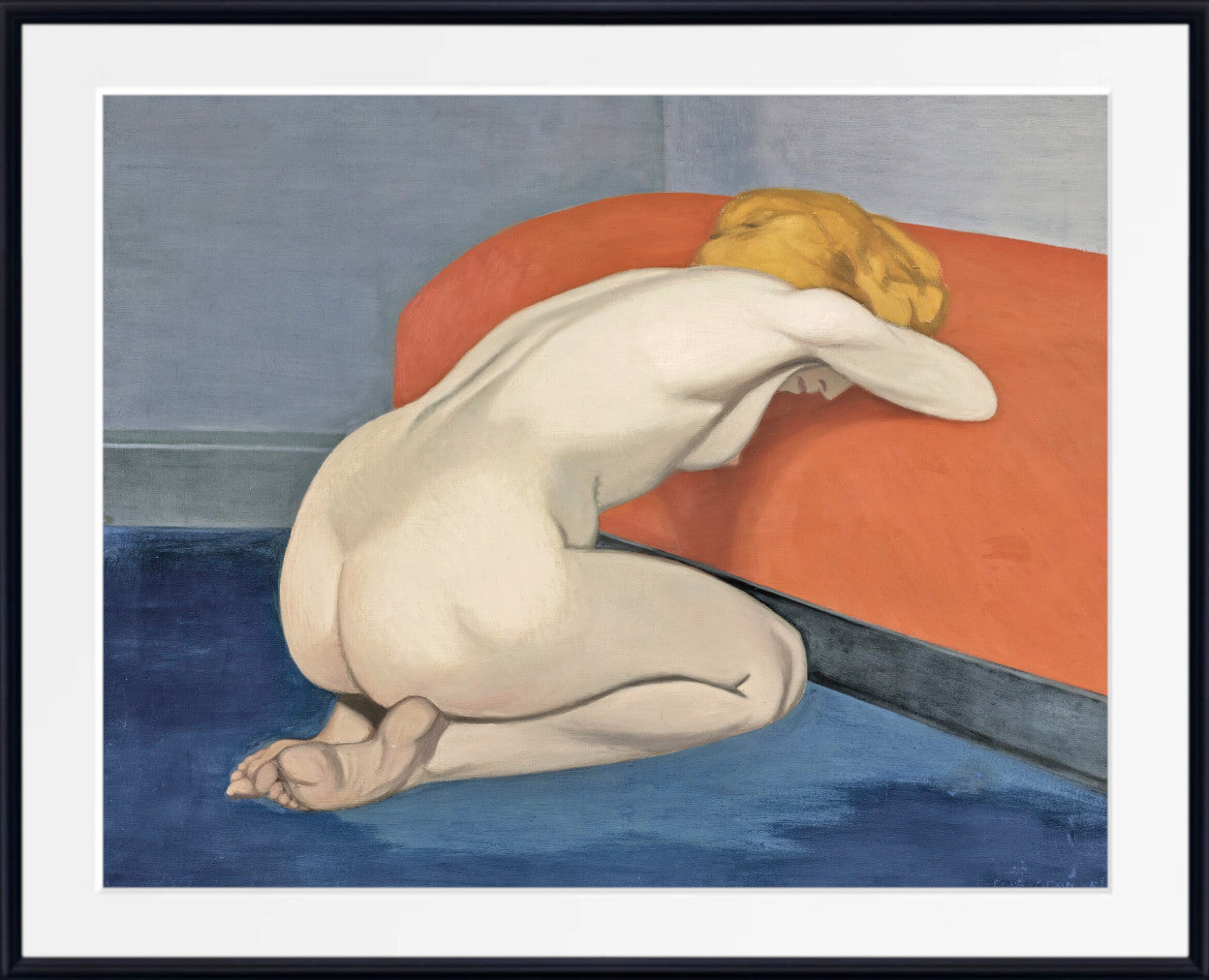 Naked Woman Kneeling In Front of a Red Couch, Félix Vallotton Fine Art Print