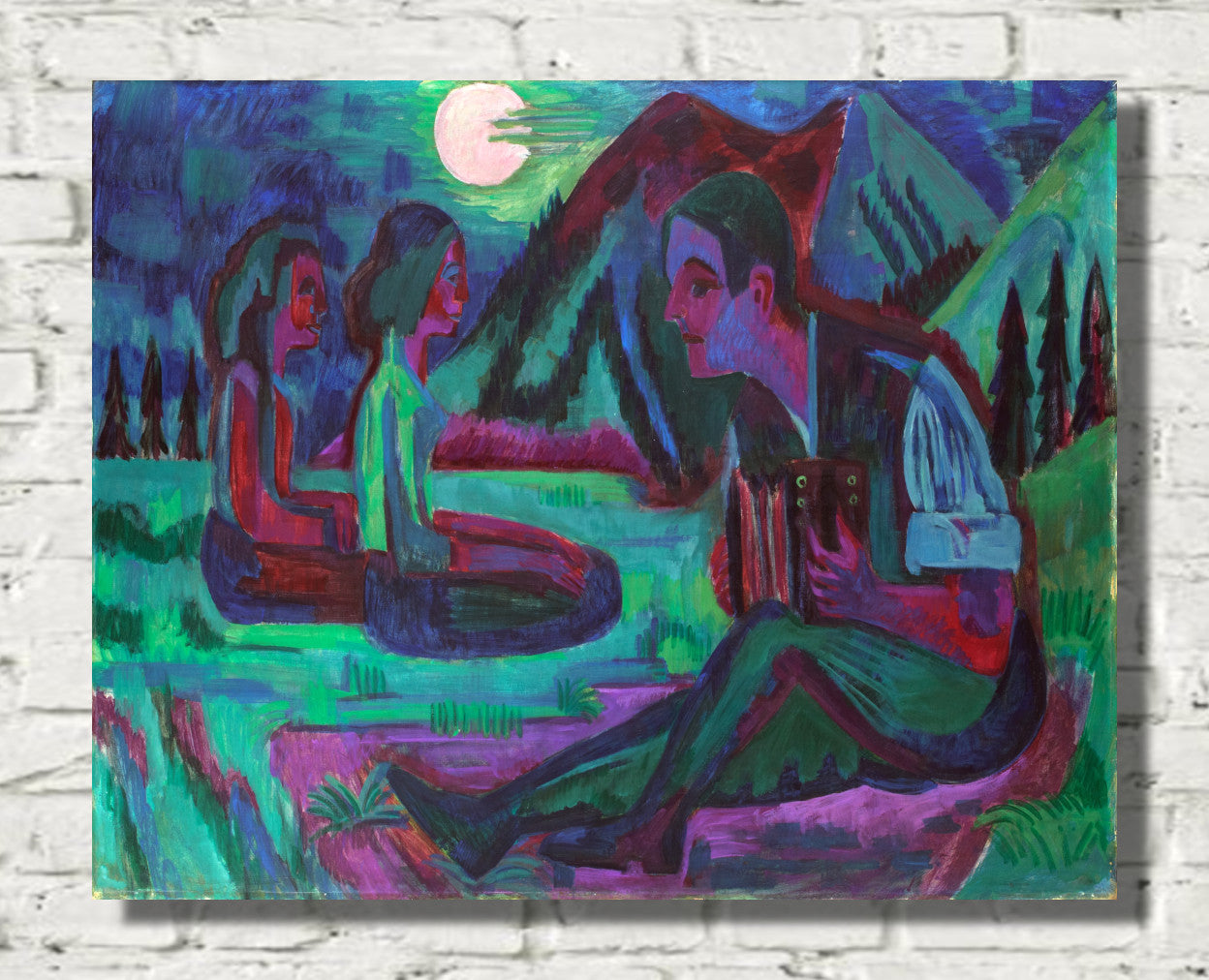 Night Moon, Accordion Player by Moonlight (1924) by Ernst Ludwig Kirchner